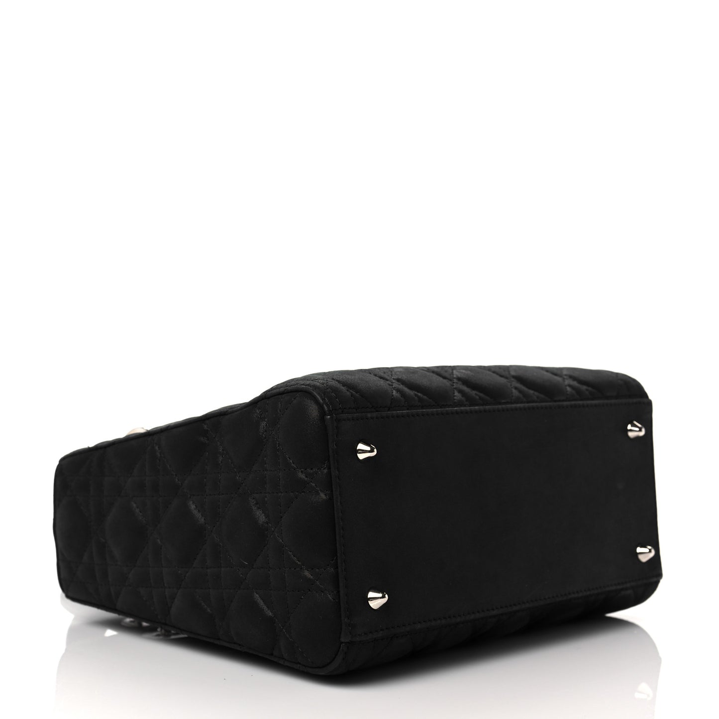 Satin Cannage Medium Lady Dior Black