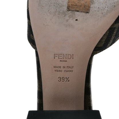 Fendi Jacquard Calfskin FF Crocodile Embossed Promenade Slide Sandals 39.5 Tobacco Moro Black 7 of 9