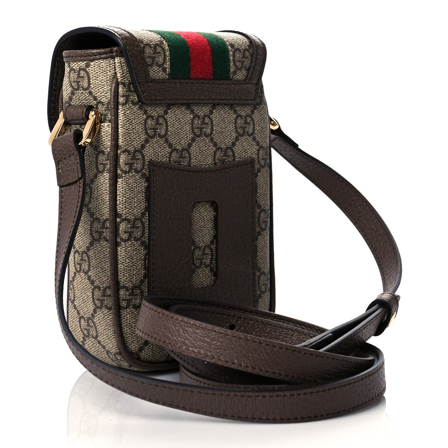 GG Supreme Monogram Web Ophidia Phone Crossbody Bag Beige New Acero