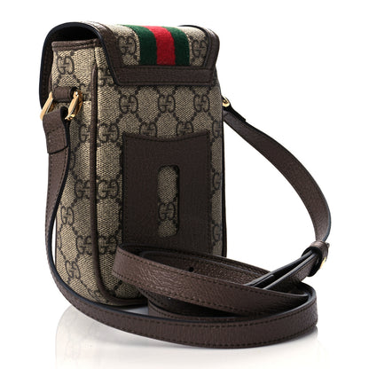 Gucci GG Supreme Monogram Web Ophidia Phone Crossbody Bag Beige New Acero 4 of 11