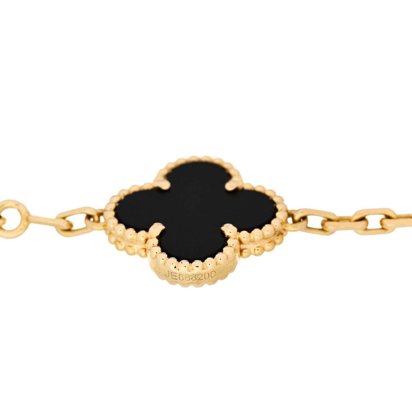 18K Yellow Gold Black Onyx 5 Motifs Vintage Alhambra Bracelet