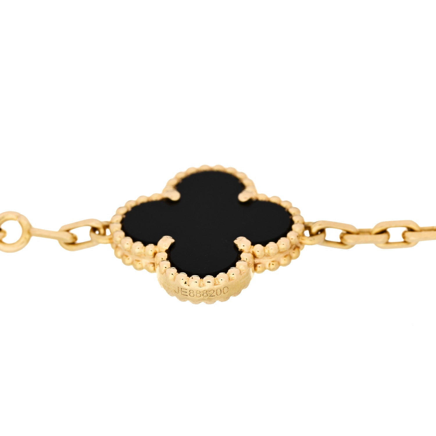 Van Cleef & Arpels 18K Yellow Gold Black Onyx 5 Motifs Vintage Alhambra Bracelet 3 of 4