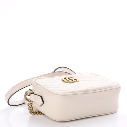 Gucci Calfskin Matelasse Mini GG Marmont Chain Shoulder Bag White 4 of 9