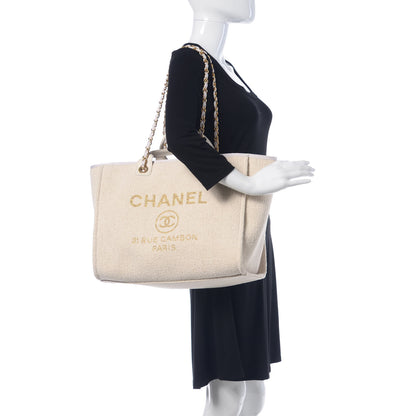 Chanel Lurex Boucle Medium Deauville Tote White 2 of 8