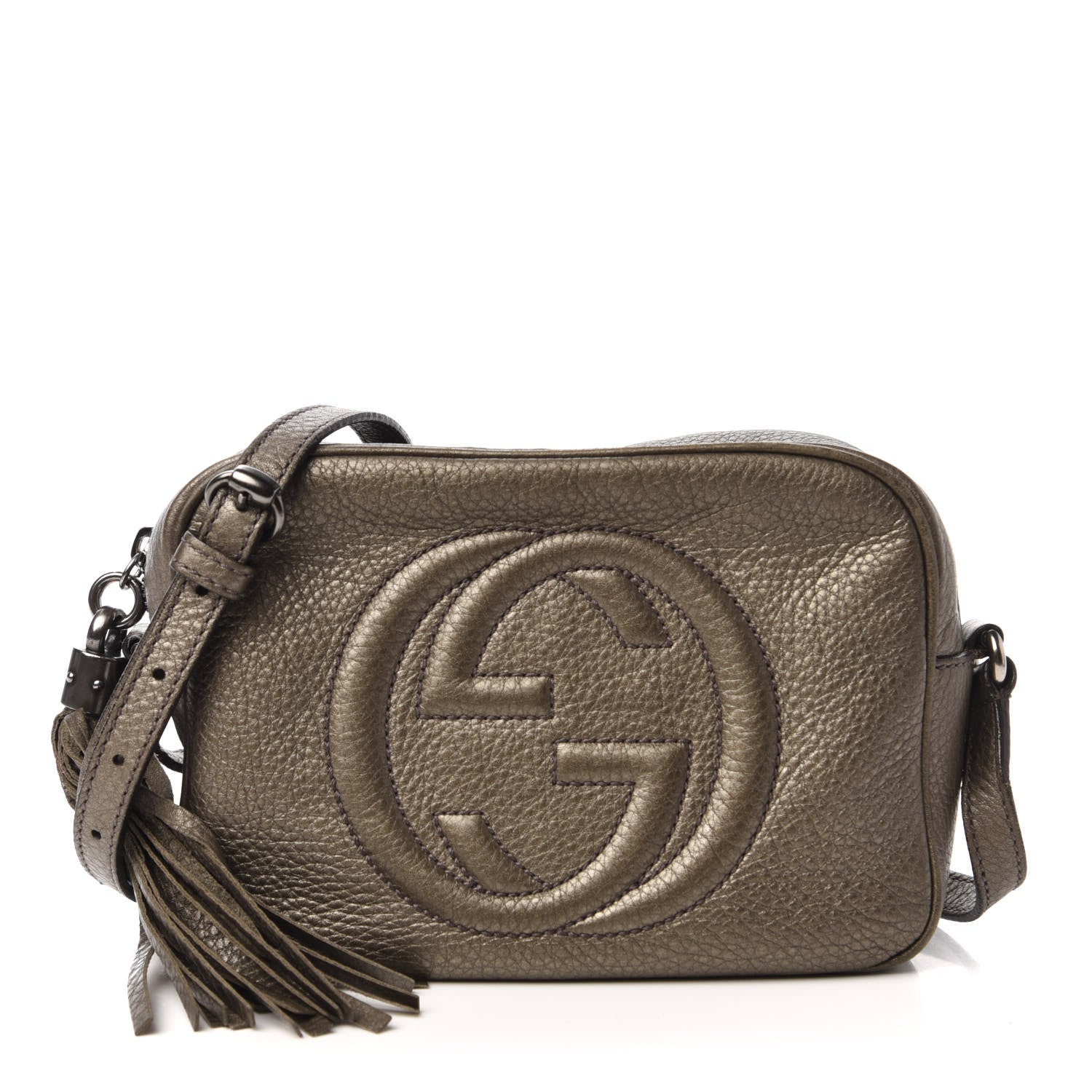 Gucci Metallic Pebbled Calfskin Small Soho Disco Bag Sasso 1 of 10
