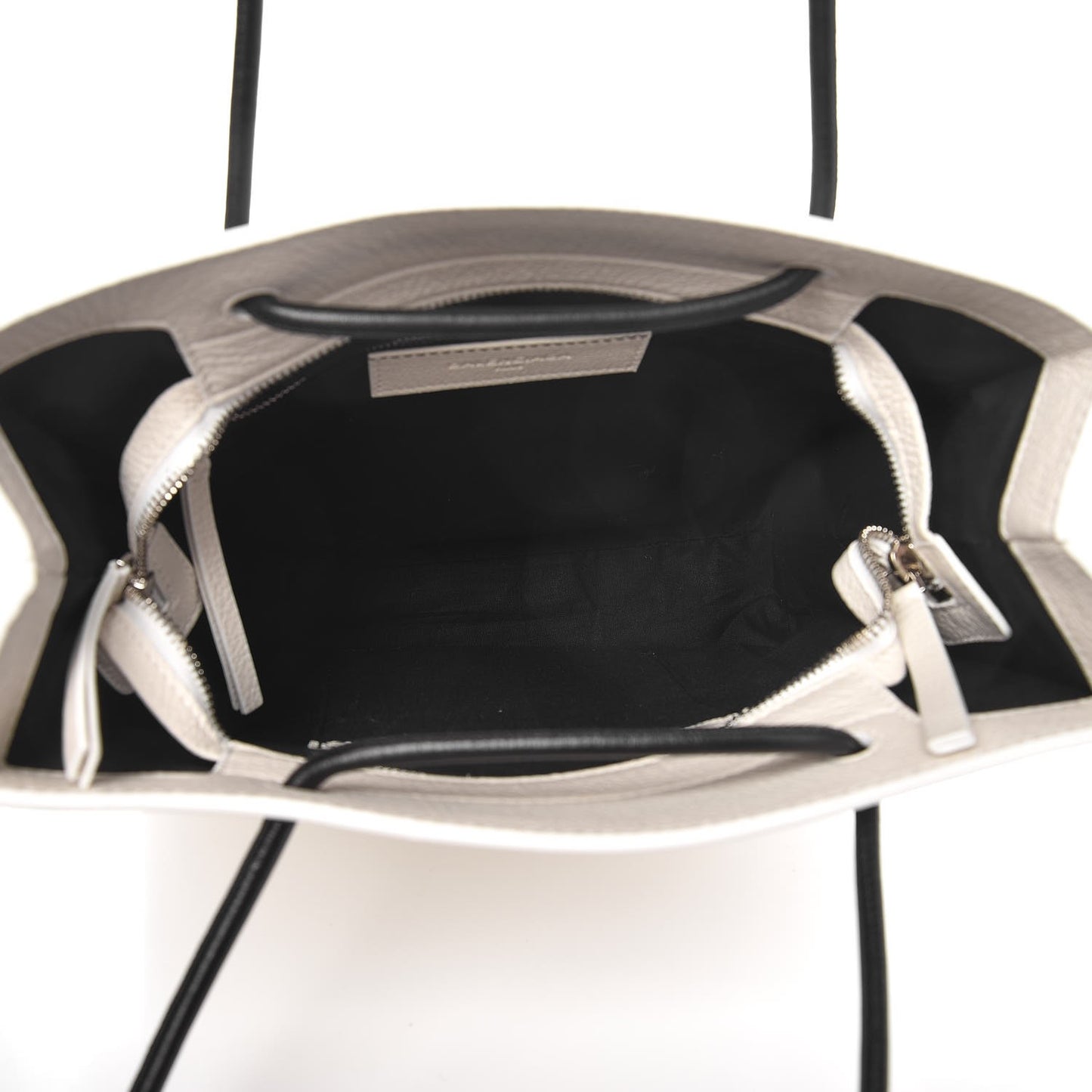 Calfskin Logo Small Shopping Tote White