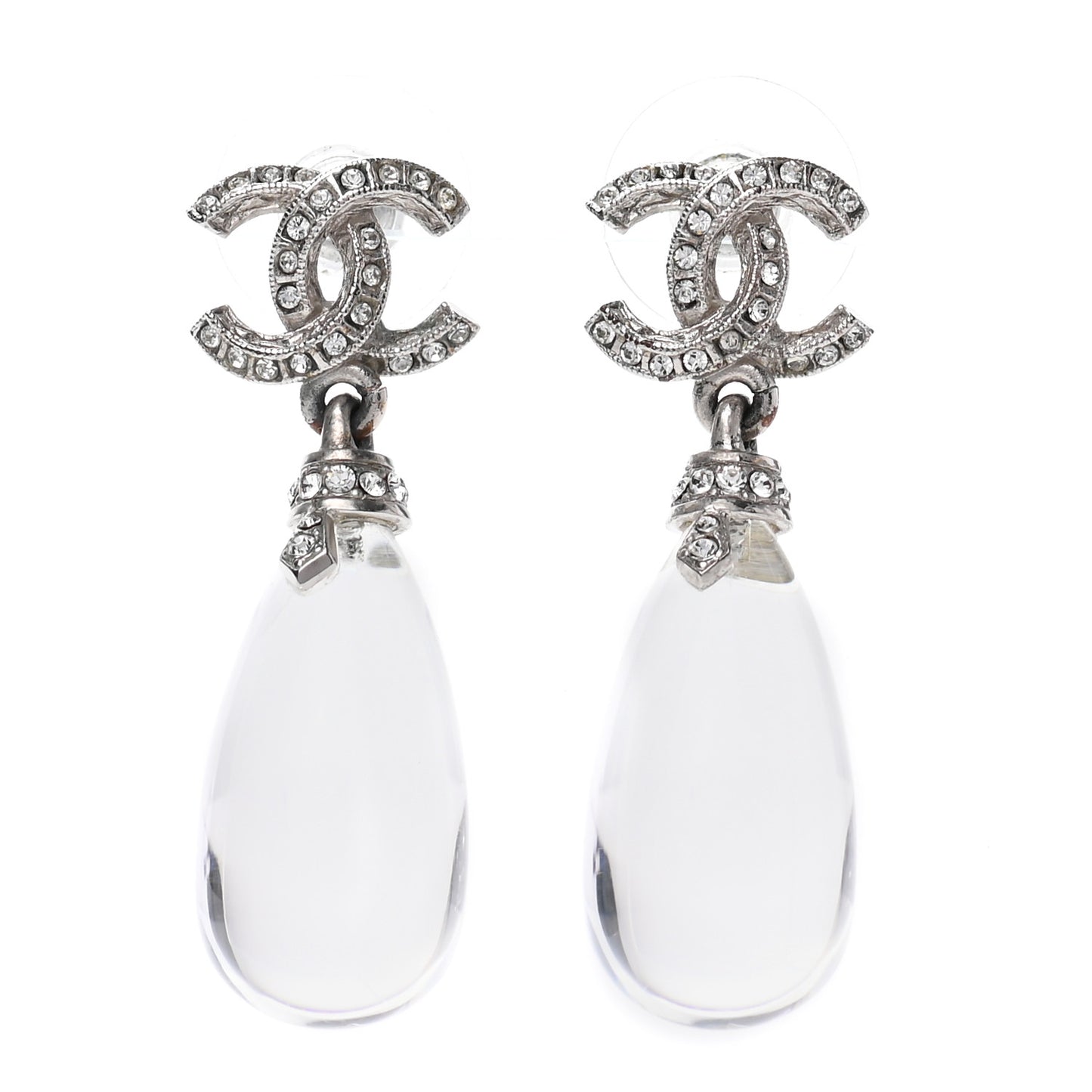 Ruthenium Crystal CC Drop Earrings Silver
