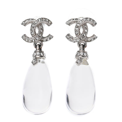 Chanel Ruthenium Crystal CC Drop Earrings Silver 1 of 5