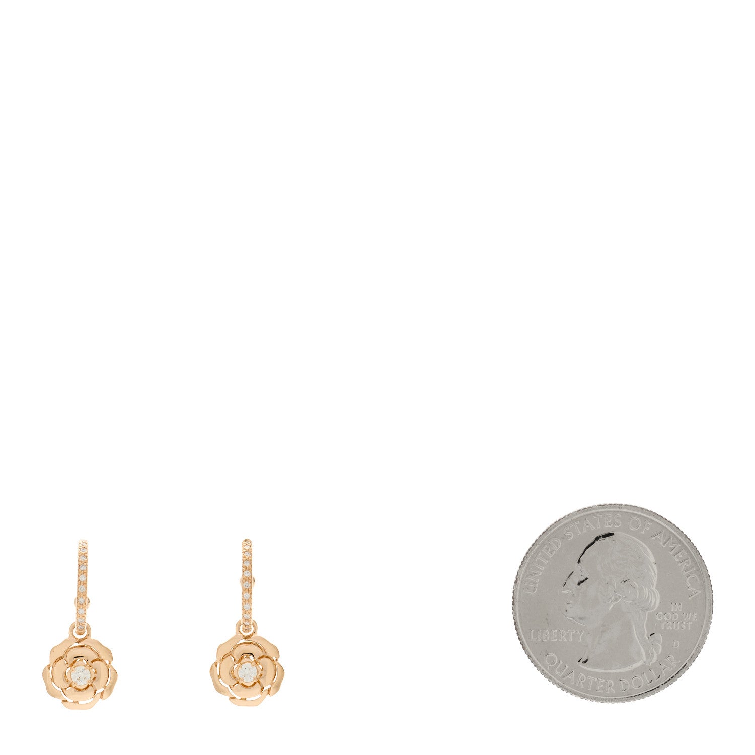 Chanel 18K Rose Gold Diamond Extrait de Camelia Drop Earrings 2 of 4