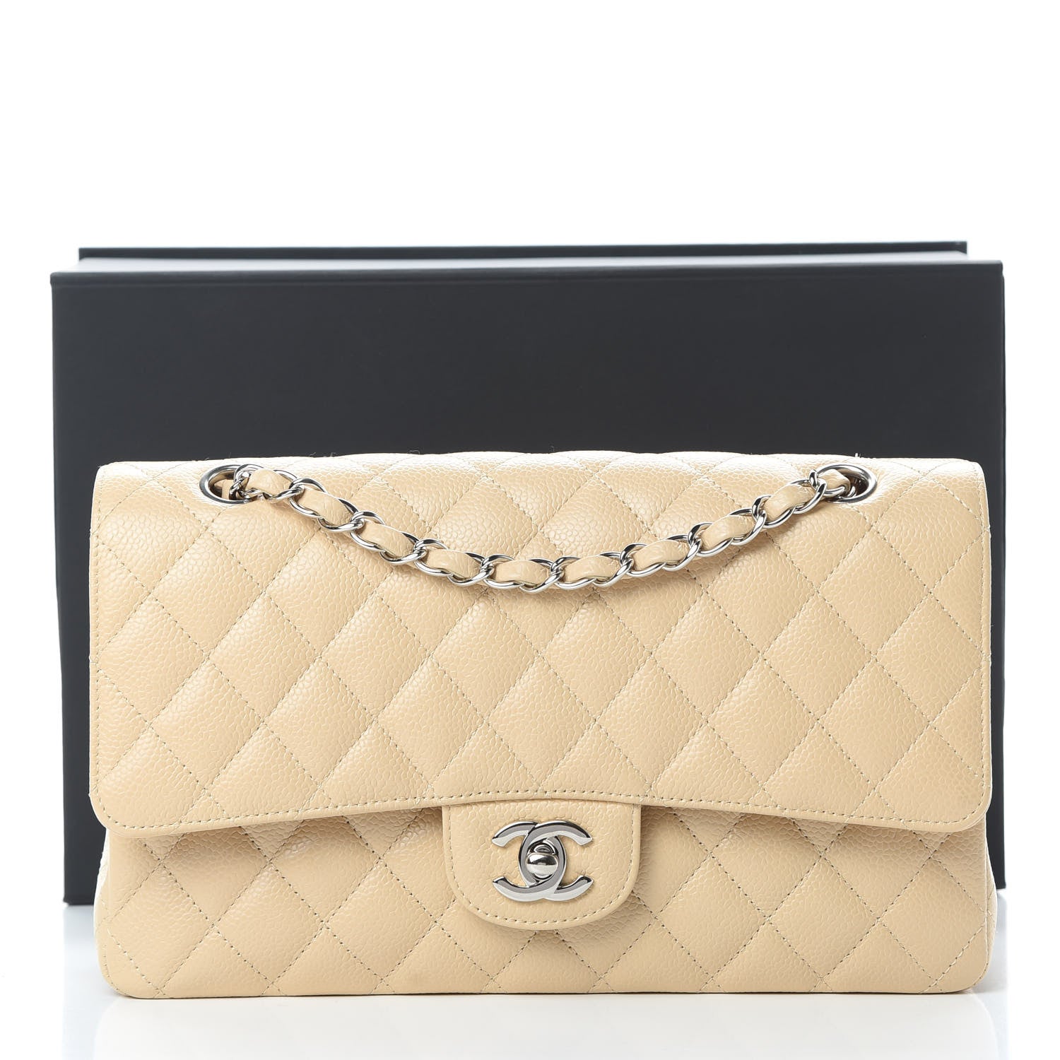Chanel Caviar Quilted Medium Double Flap Beige 11 of 11