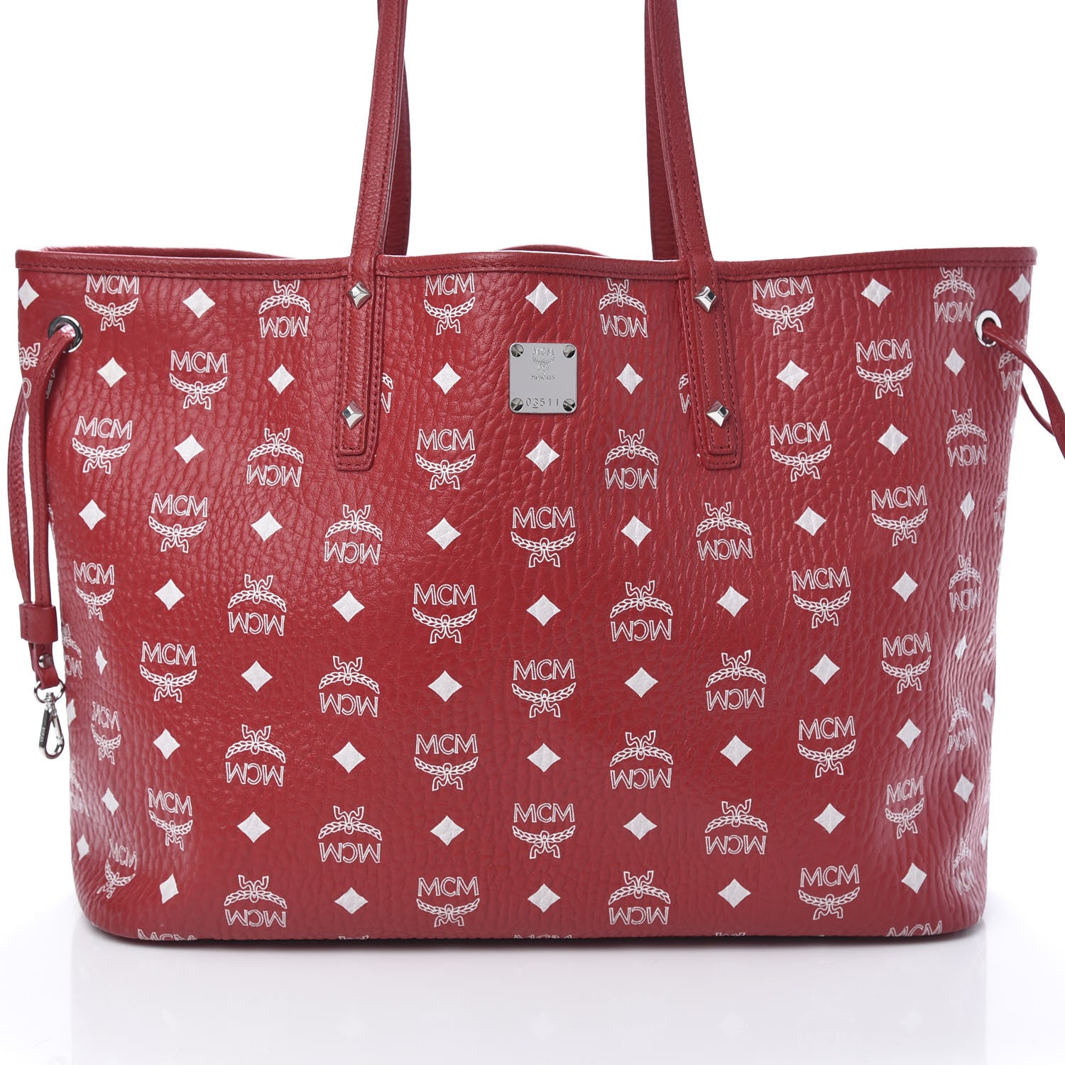 MCM Visetos Medium Liz Reversible Shopper Tote Ruby Red 10 of 17