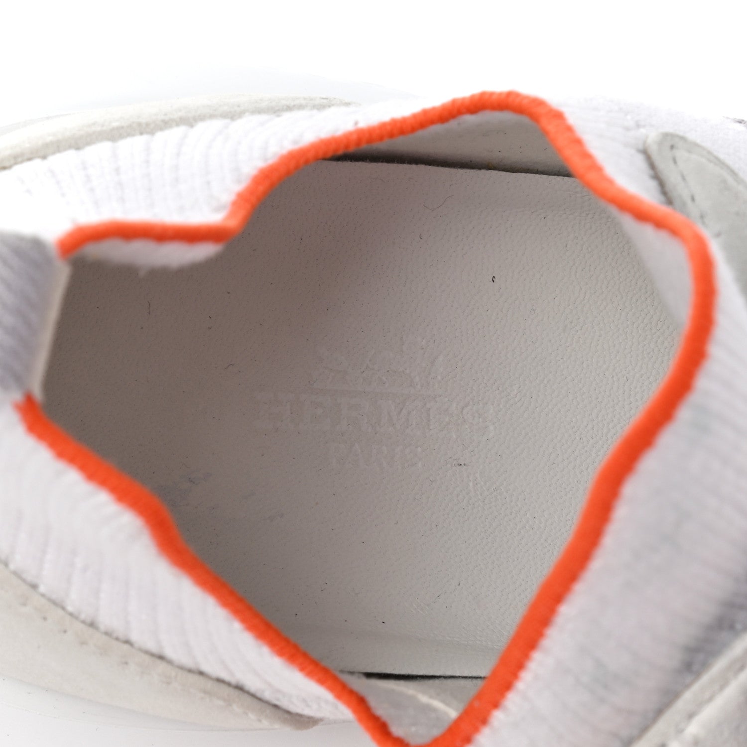 Hermes Knit Suede Goatskin Womens Crew Sneakers 36.5 White Gris 10 of 10