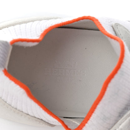 Hermes Knit Suede Goatskin Womens Crew Sneakers 36.5 White Gris 10 of 10