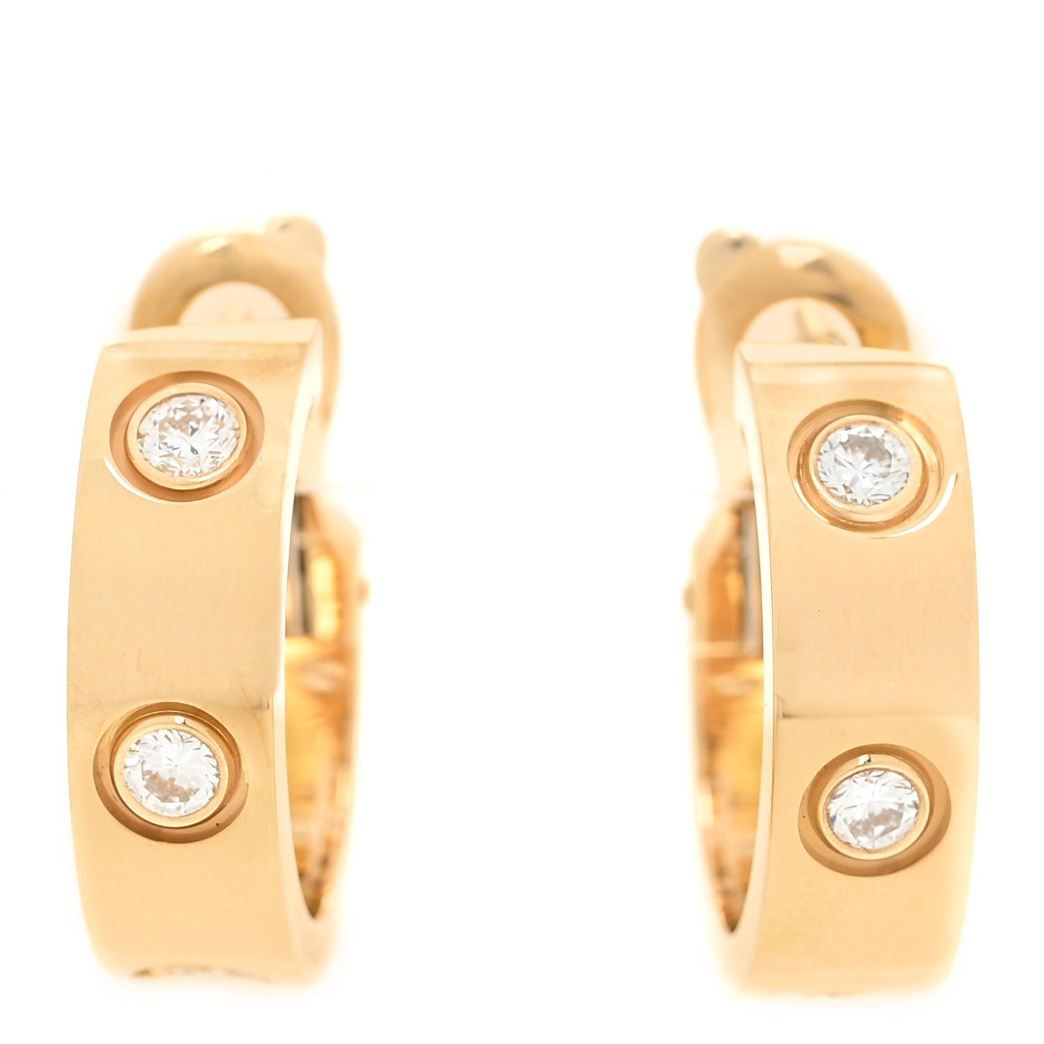 Cartier 18K Yellow Gold 6 Diamond 5.5mm LOVE French Clip Hoop Earrings 1 of 6