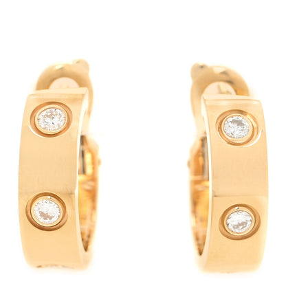 Cartier 18K Yellow Gold 6 Diamond 5.5mm LOVE French Clip Hoop Earrings 1 of 6