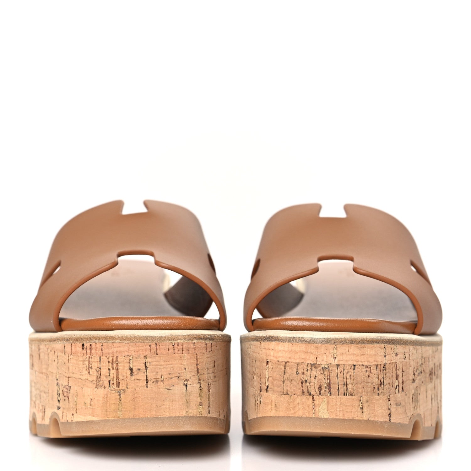 Hermes Calfskin Cork Eze 30 Sandals 37 Marron Glaise 2 of 9
