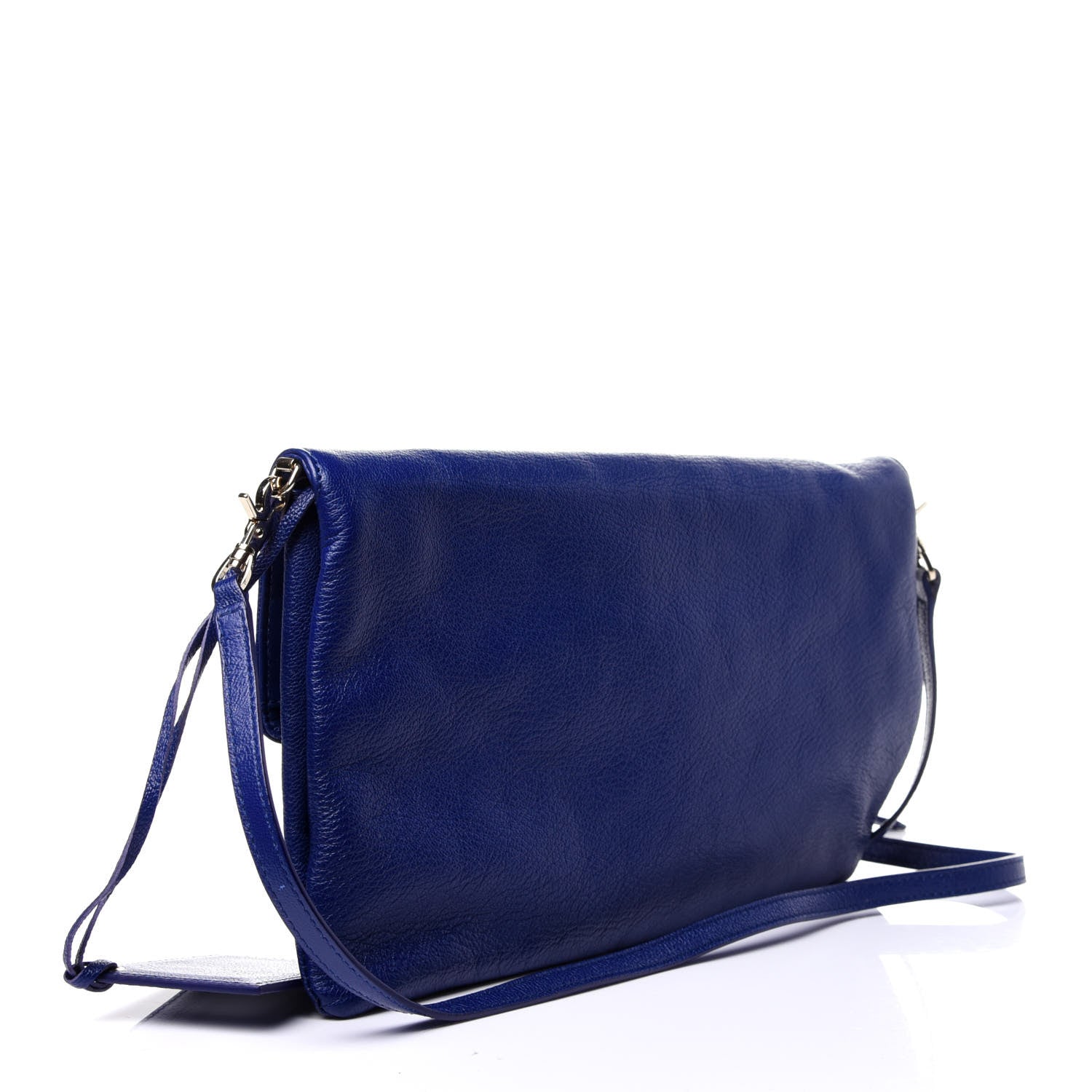 Balenciaga Chevre Gold Metallic Edge Hardware Envelope Clutch Bleu Roi 3 of 11