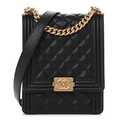 Chanel Caviar Quilted North South Boy Flap Black 1 of 4