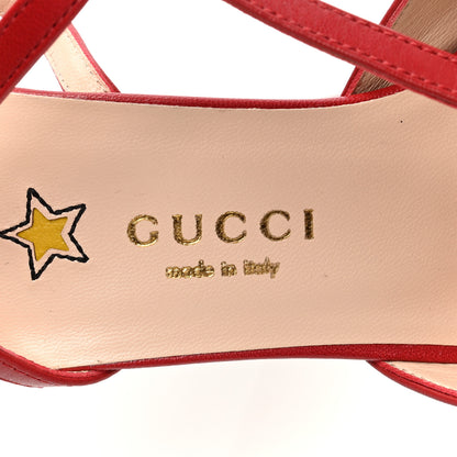 Gucci Malaga Kid Angel T-Strap Platform High Heel Pumps 37.5 Hibiscus Red 7 of 7