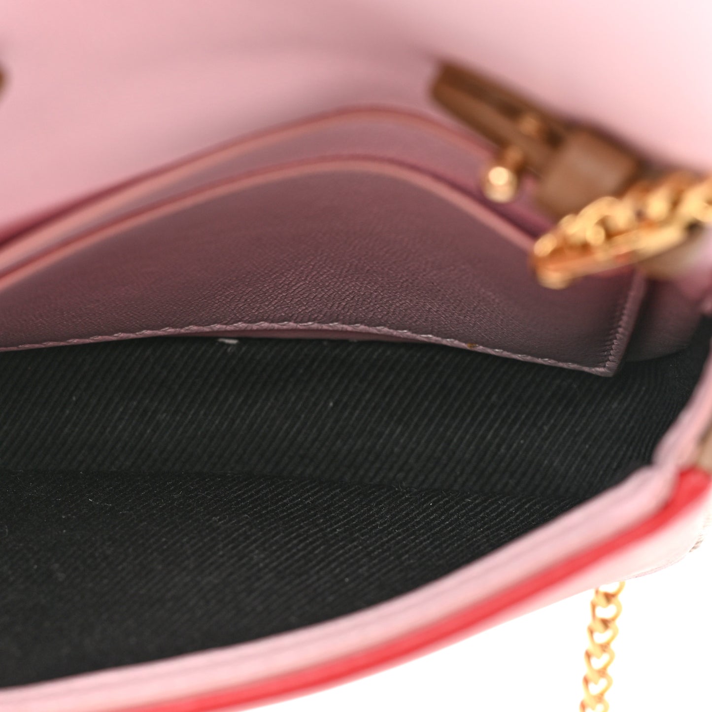 Lambskin Quilted Micro Tri-Color Lola Bag Red Pink Tan