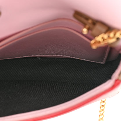Burberry Lambskin Quilted Micro Tri-Color Lola Bag Red Pink Tan 4 of 9
