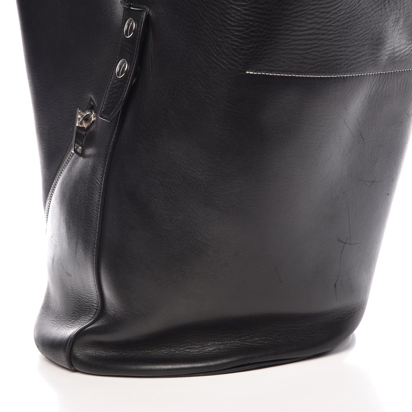 Natural Calfskin Biker Bucket Shoulder Bag Black Sunflower