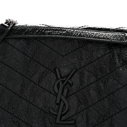 Saint Laurent Crinkled Calfskin Matelasse Monogram Medium Niki Chain Satchel Black 8 of 12