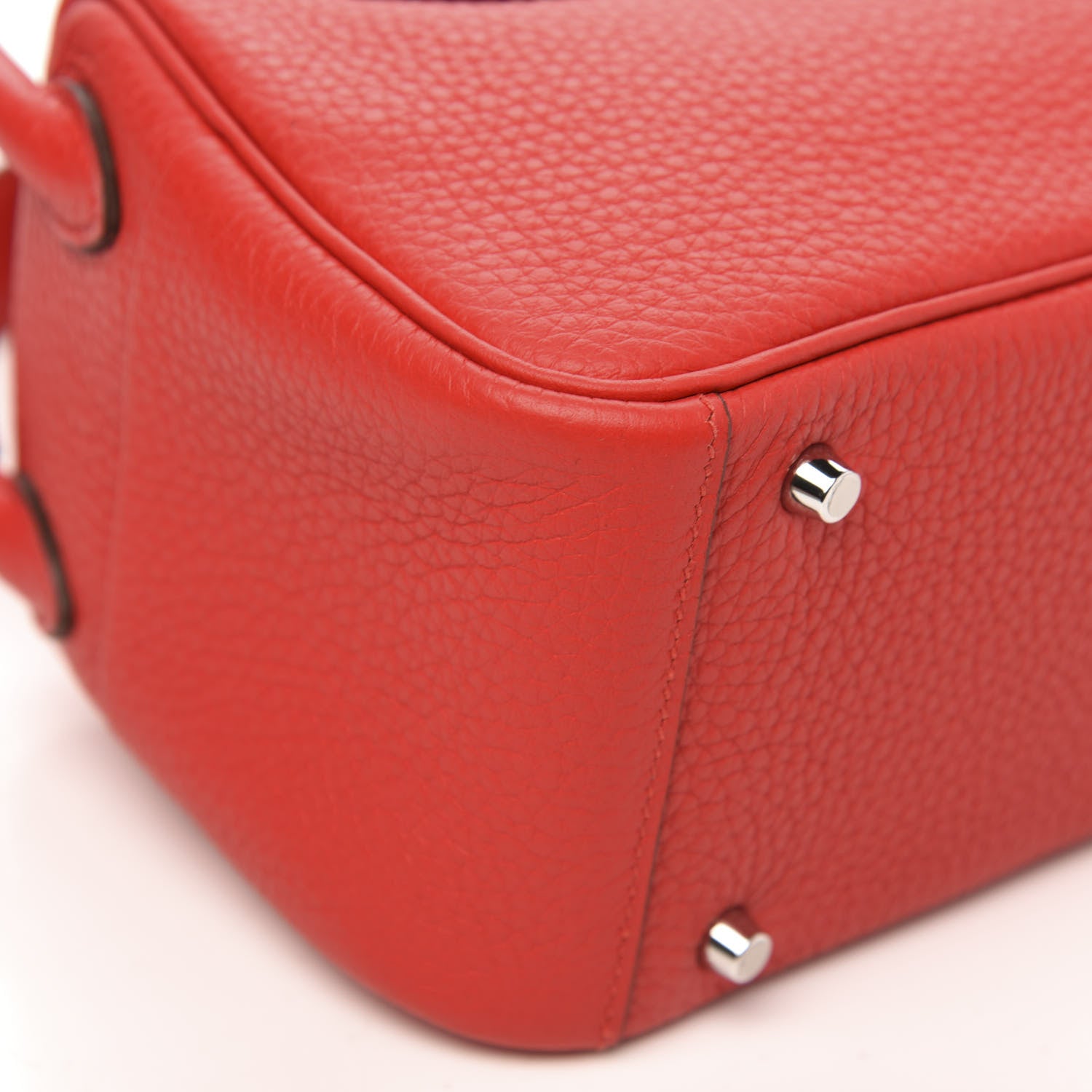 Hermes Taurillon Clemence Mini Lindy 20 Rouge De Coeur 7 of 9