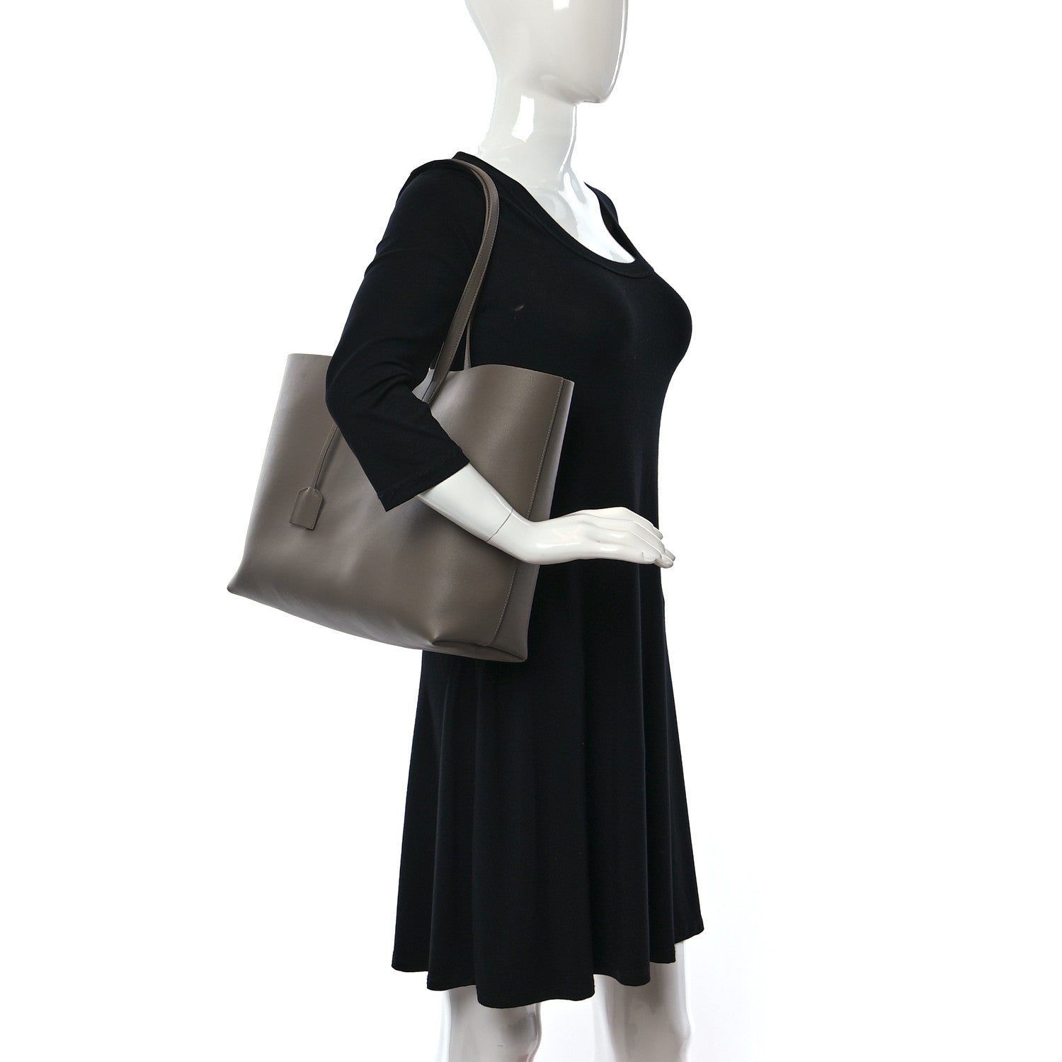 Saint Laurent Calfskin Large Shopping Tote Oyster Gray 2 of 10