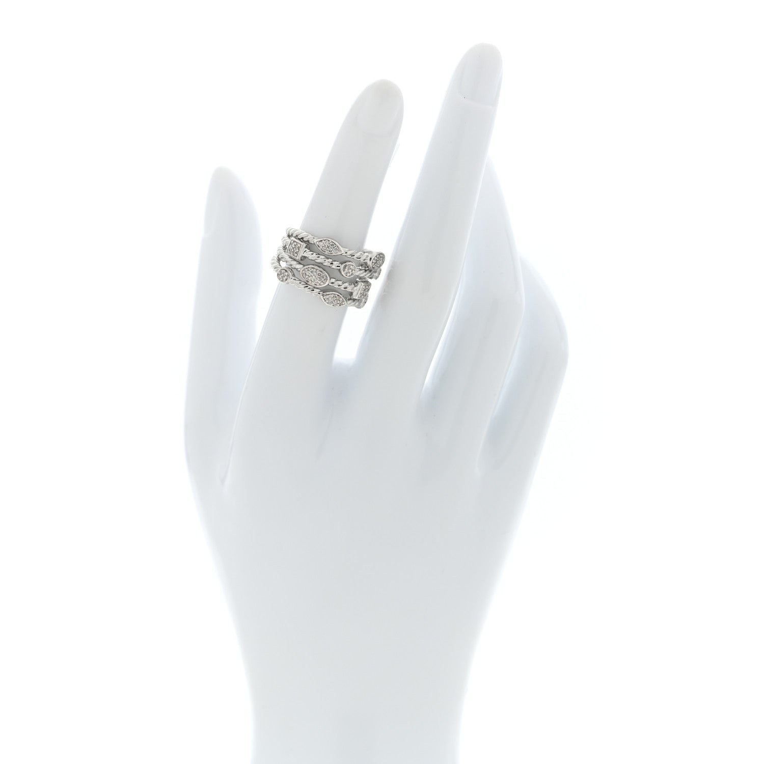 David Yurman Sterling Silver Diamond Confetti 4 Row Ring 50 5.5 2 of 4
