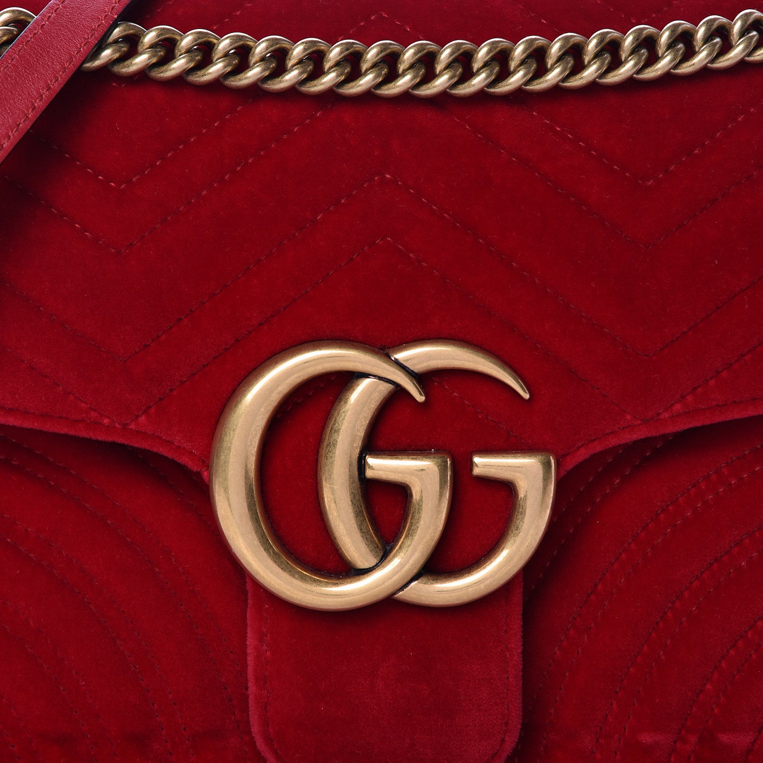 Gucci Velvet Matelasse Medium GG Marmont Shoulder Bag Hibiscus Red 13 of 18