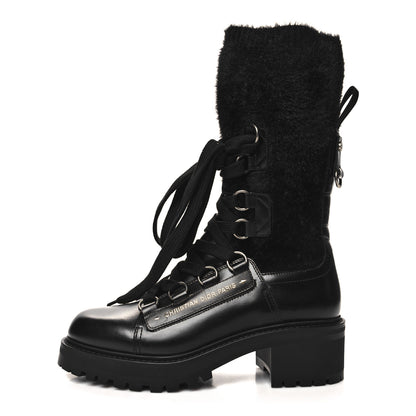 Christian Dior Calfskin Furr Stretch D-Fight Ankle Boots 39.5 Black 1 of 7