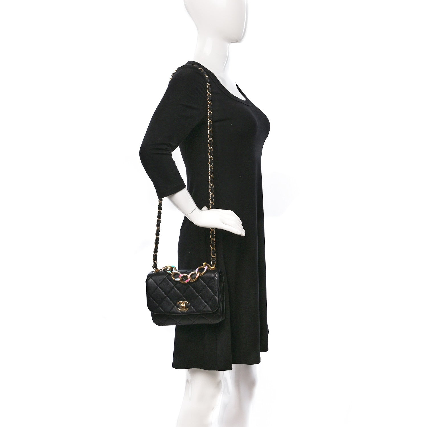 Chanel Lambskin Quilted Small Color Match Flap Black Multicolor 2 of 9