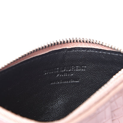 Saint Laurent Crocodile Embossed 5 Fragments Card Case Rose Antic 5 of 8