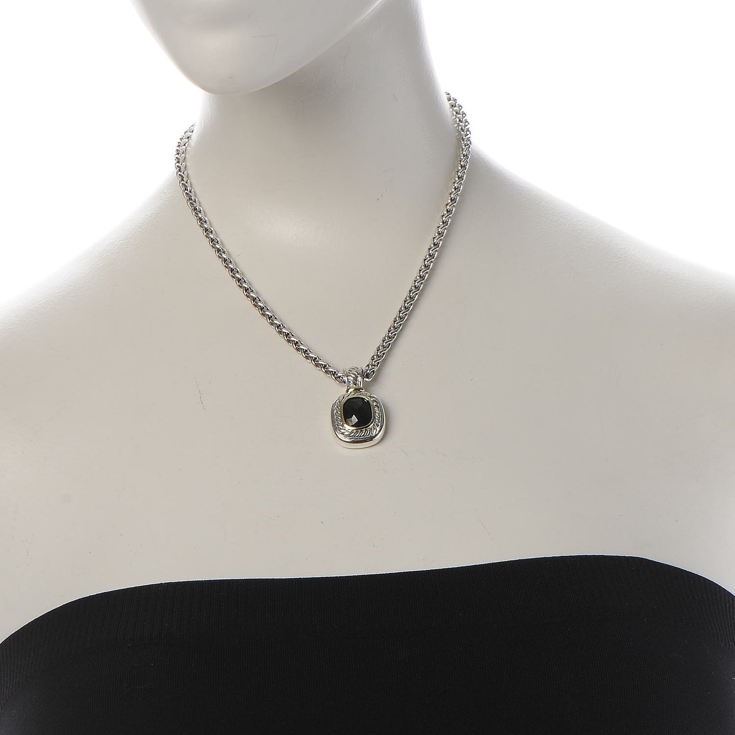 Sterling Silver 14K Yellow Gold Black Onyx Albion Pendant Necklace
