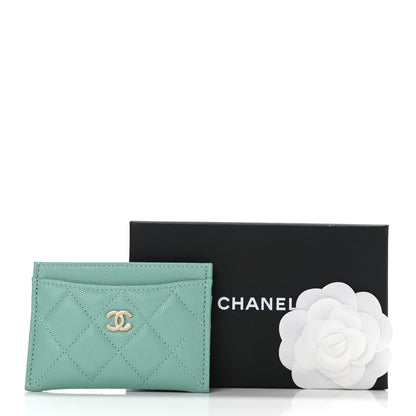 Chanel Caviar Quilted Card Holder Green 10 of 10