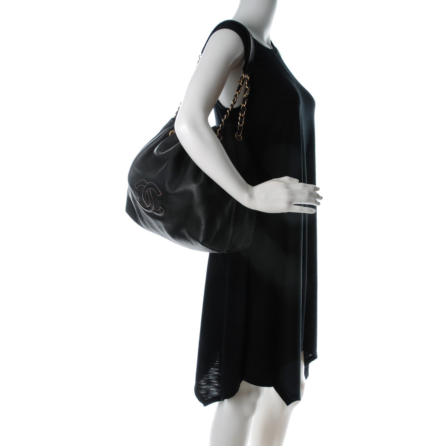 Chanel Calfskin CC Drawstring Bucket Bag Black 2 of 6