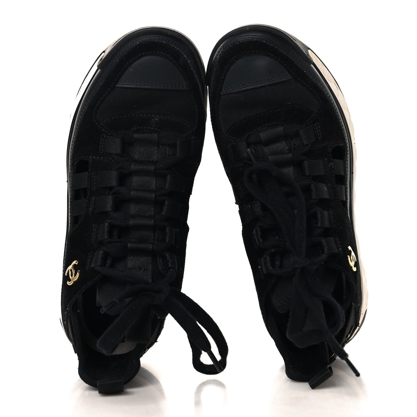 Velvet Calfskin Mixed Fibers CC Sneakers 35 Black