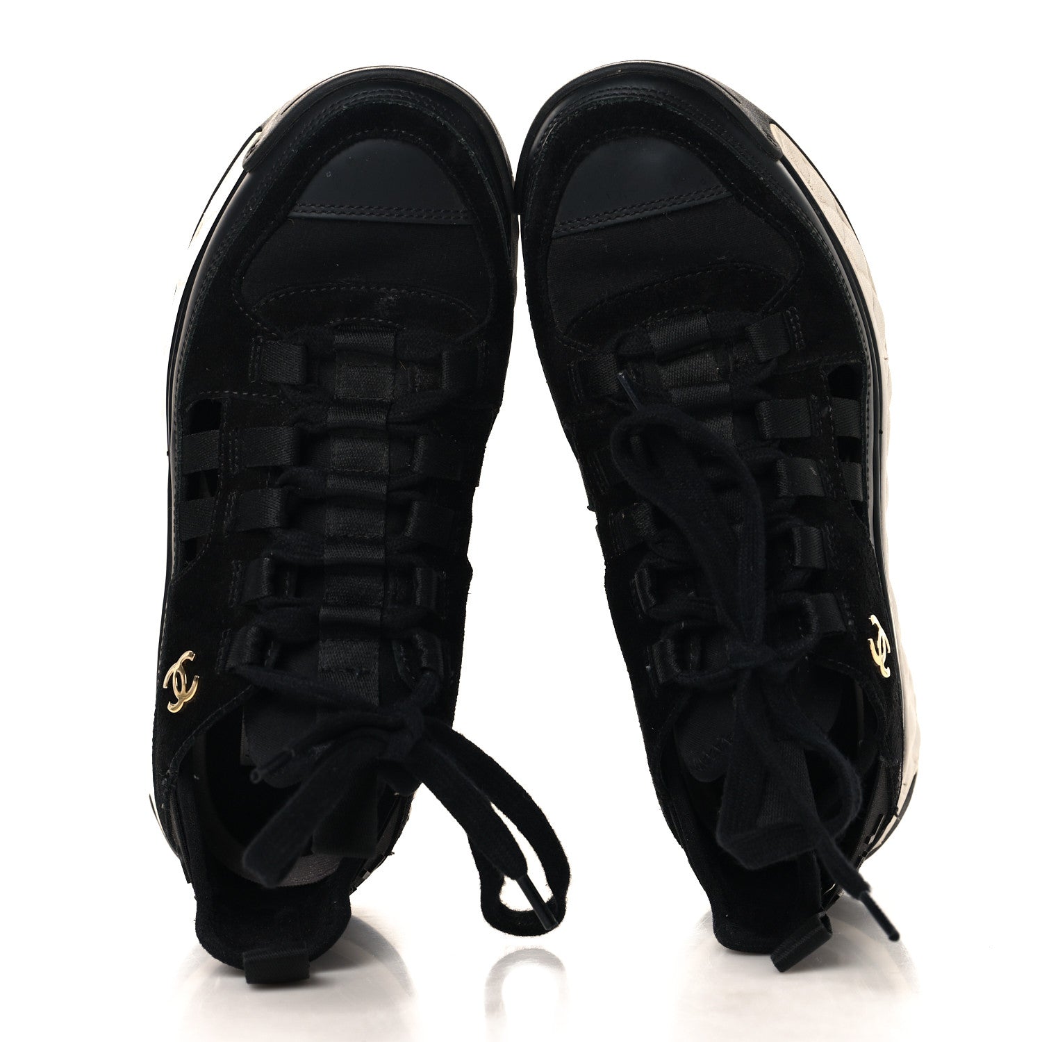 Chanel Velvet Calfskin Mixed Fibers CC Sneakers 35 Black 2 of 9