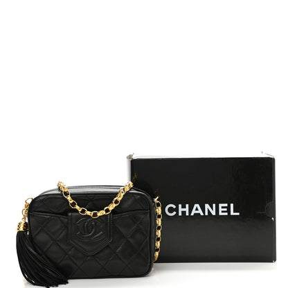 Chanel Lambskin Quilted CC Tassel Camera Case Black 12 of 12