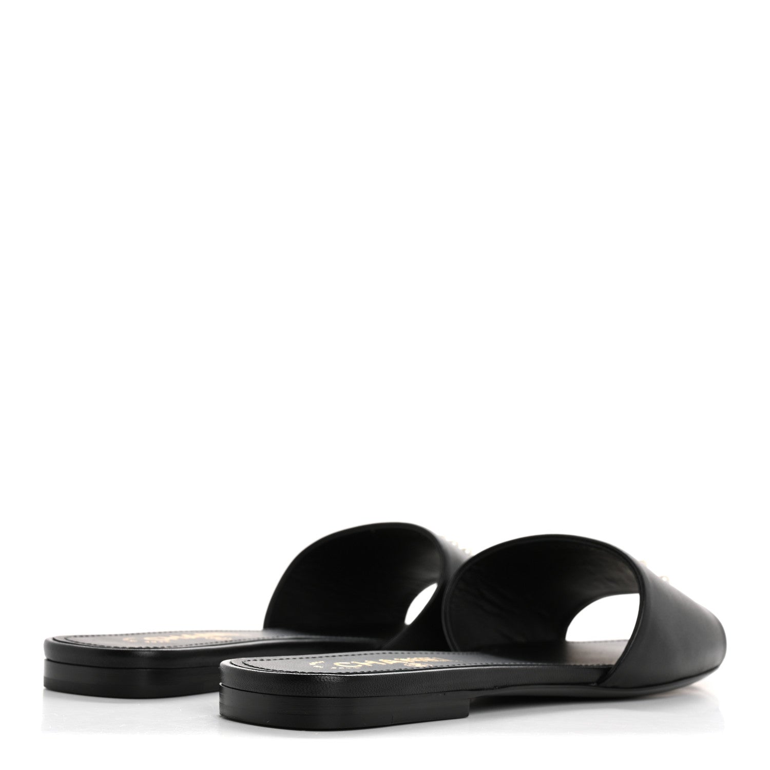 Chanel Lambskin Pearl CC Sandals 40.5 Black 5 of 10