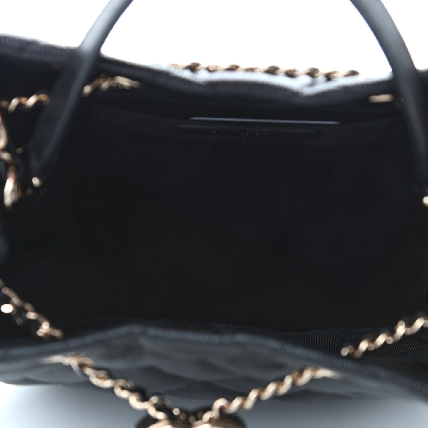 Caviar Quilted Rolled Up Bucket Drawstring Bag Black