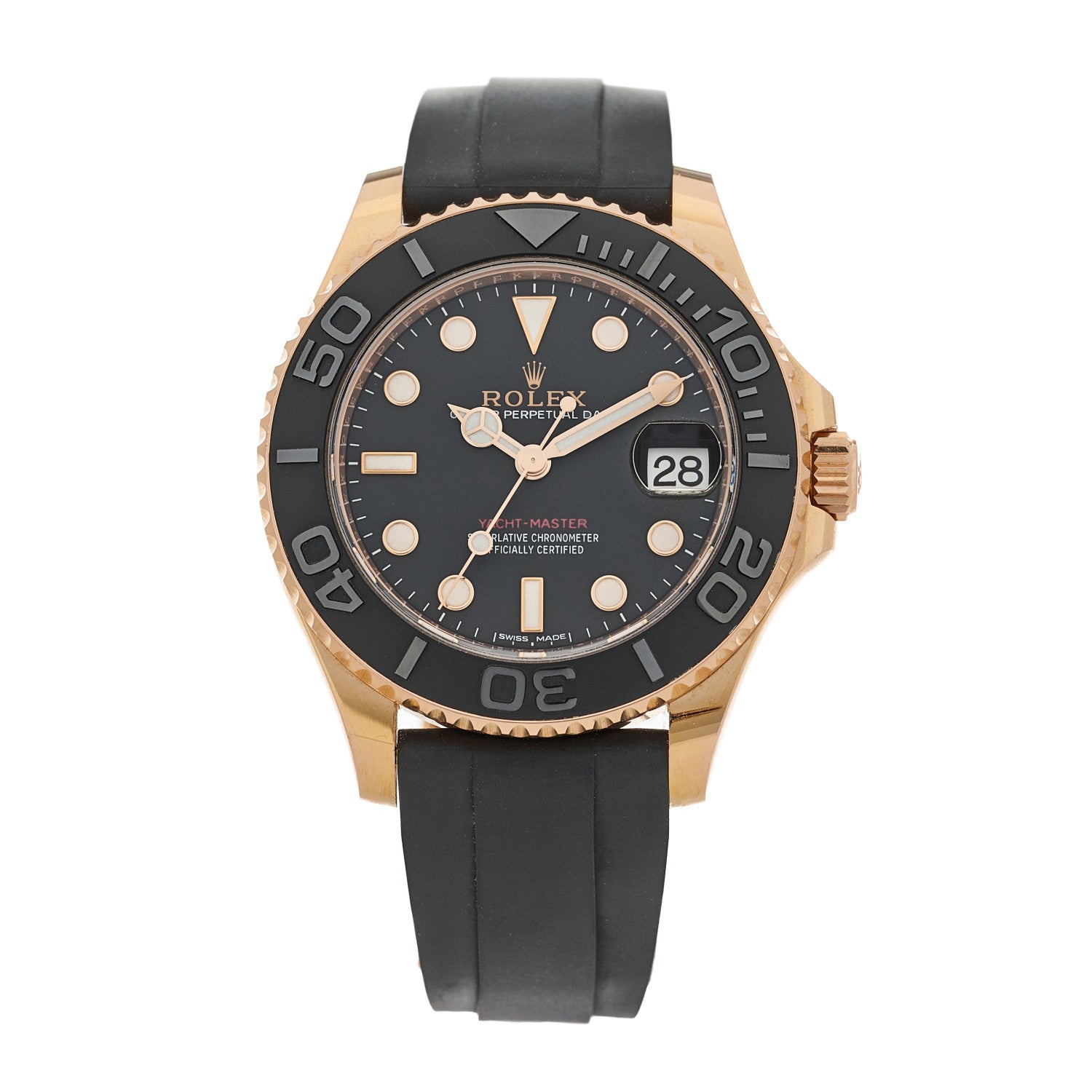 Rolex 18K Everose Gold Oysterflex 37mm Yacht-Master Watch Black 268655 1 of 5