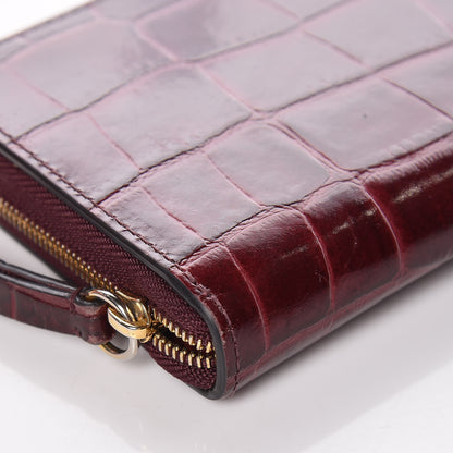 Mulberry Crocodile Embossed Zip Around Wallet Burgundy 11 of 12