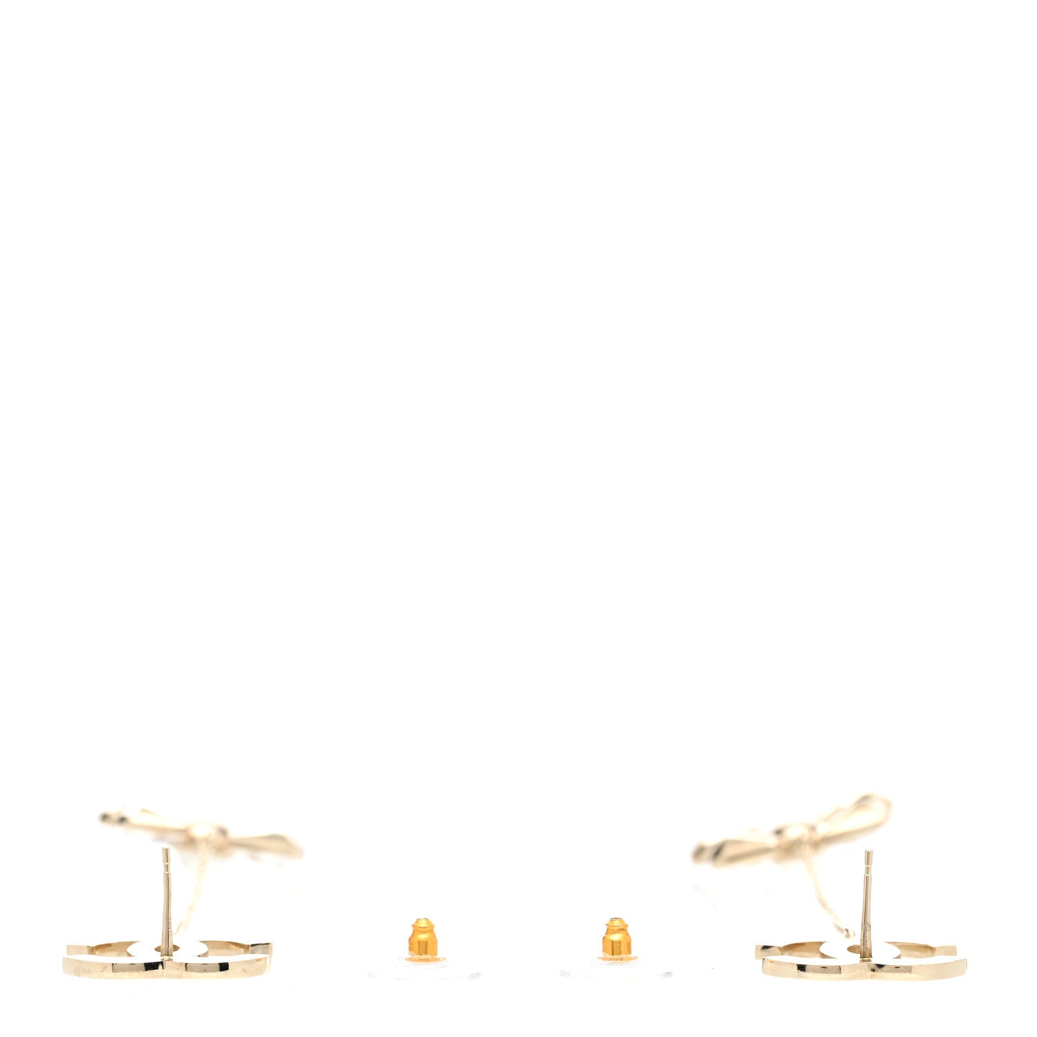 Chanel Pearl Crystal CC Drop Earrings Light Gold 3 of 5