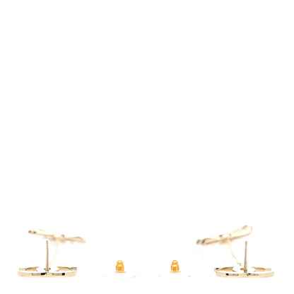 Chanel Pearl Crystal CC Drop Earrings Light Gold 3 of 5