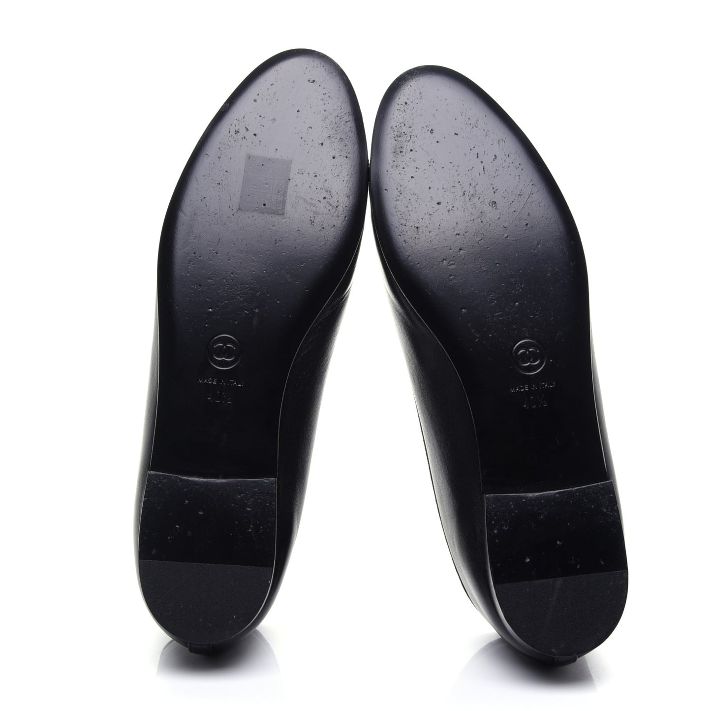 Lambskin Patent Cap Toe Ballerina Flats 40.5 Black
