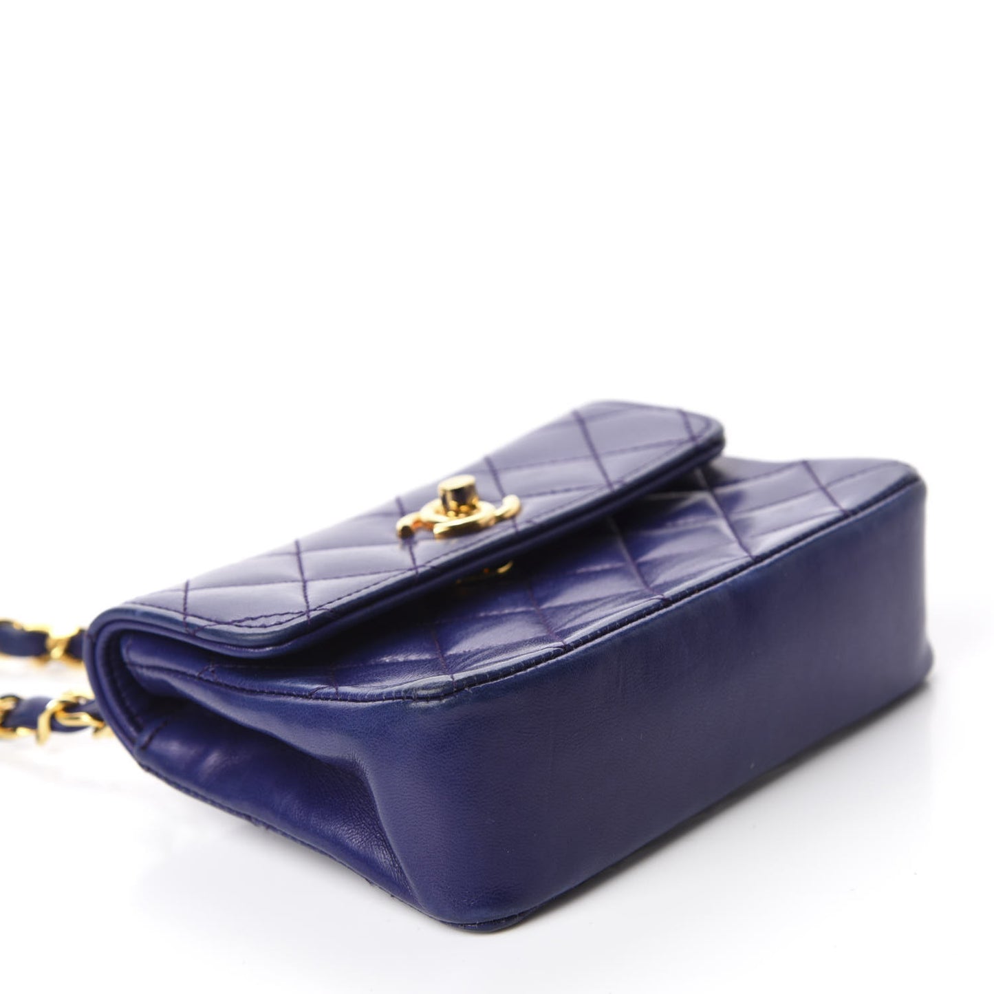 Lambskin Quilted Extra Mini Flap Dark Purple