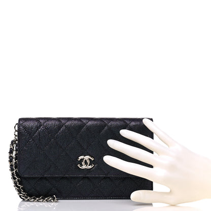 Chanel Iridescent Caviar Night by the C Pouch Clutch Black 10 of 11