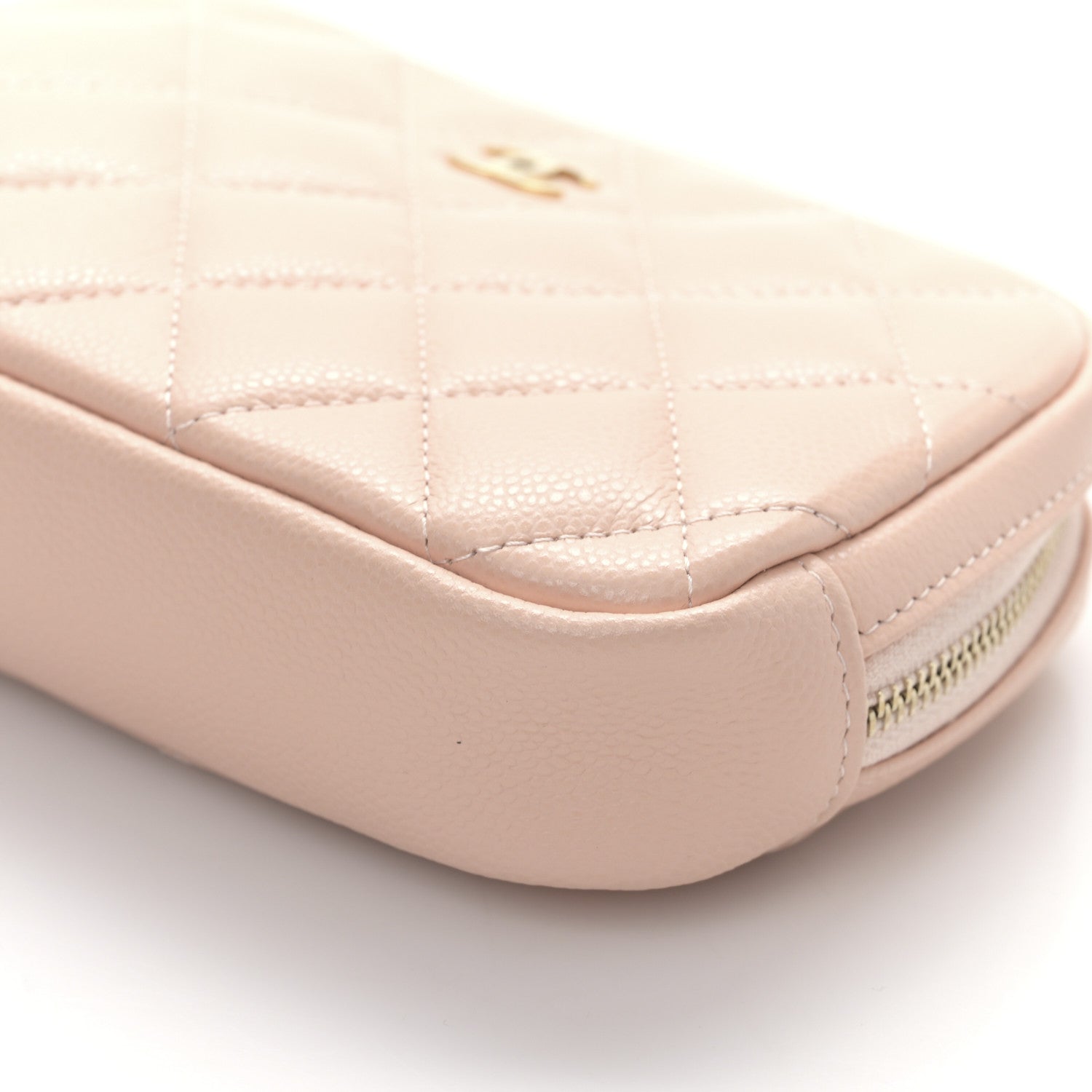 Chanel Caviar Quilted Small Curvy Pouch Cosmetic Case Light Pink 9 of 9